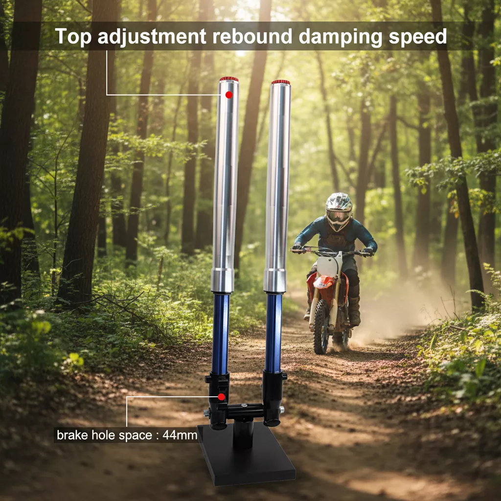 44 mm pėdos apverstos šakės atšokimo reguliuojamas motociklo amortizatorius